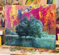 Kleurrijk boom landschap kunst canvas schilder
