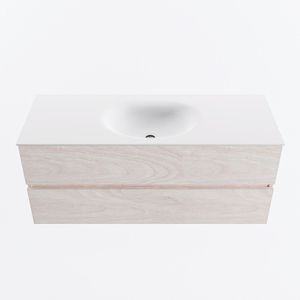 MONDIAZ VICA 120cm badmeubel onderkast Underlayment 2 lades. Wastafel MOON midden 1 kraangat, kleur Talc.