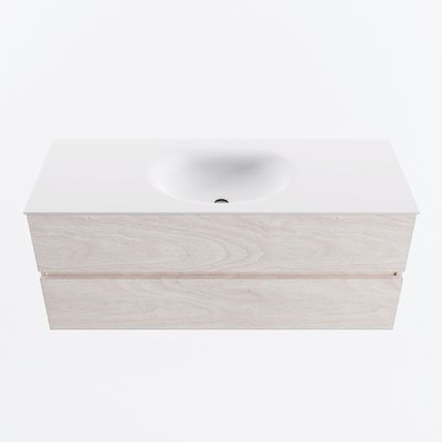 MONDIAZ VICA 120cm badmeubel onderkast Underlayment 2 lades. Wastafel MOON midden 1 kraangat, kleur Talc.