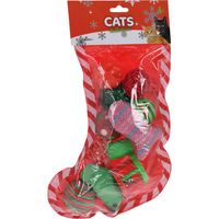 Kerstcadeau voor katten/poezen kerstsok met speeltjes Kerstcadeau voor katten/poezen kerstsok met speeltjes