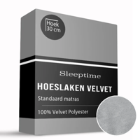 Hoeslaken - Velvet - Grijs - 160x200cm - Grijs - Sleeptime - Dekbed-Discounter.nl