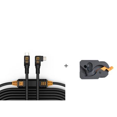 Tether Tools TetherGuard LeverLock & kabelset, USB-C recht naar USB-C haaks, 9,4 m niet-reflecterend zwart