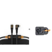 Tether Tools TetherGuard LeverLock & kabelset, USB-C recht naar USB-C haaks, 9,4 m niet-reflecterend zwart