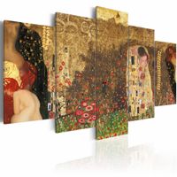 Schilderij - Gustav Klimt,  muses , multi kleur , 5 luik