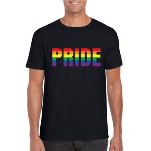 Gay shirt Pride in regenboog letters zwart heren 2XL  -