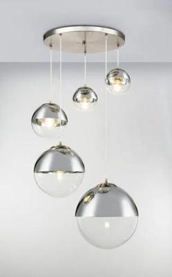 Hanglamp glazen bollen 5x &apos;Varus&apos; nikkel mat - transparant glas