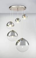 Hanglamp glazen bollen 5x 'Varus' nikkel mat - transparant glas Hanglamp glazen bollen 5x 'Varus' nikkel mat - transparant glas