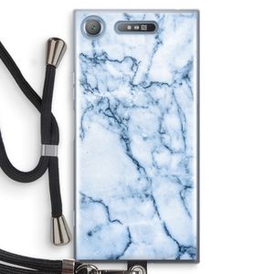 Blauw marmer: Sony Xperia XZ1 Transparant Hoesje met koord