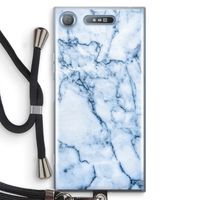 Blauw marmer: Sony Xperia XZ1 Transparant Hoesje met koord