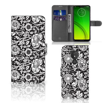 Motorola Moto G7 Power Hoesje Black Flowers Motorola Moto G7 Power Hoesje Black Flowers
