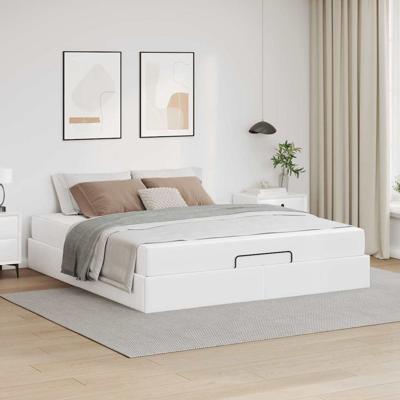 Bedframe met matras met matras Zuiverwit 180 x 200 cm Kunstleer