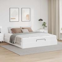 Bedframe met matras met matras Zuiverwit 180 x 200 cm Kunstleer Bedframe met matras met matras Zuiverwit 180 x 200 cm Kunstleer