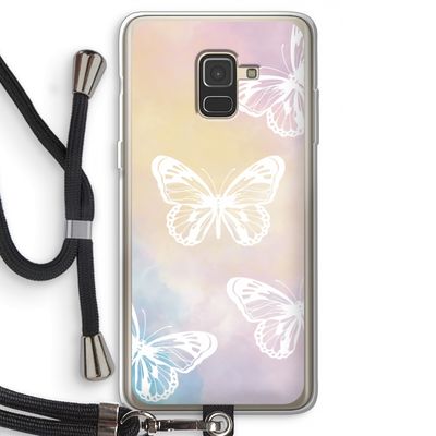 White butterfly: Samsung Galaxy A8 (2018) Transparant Hoesje met koord