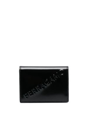 Ferragamo porte-cartes en cuir à logo embossé - Noir