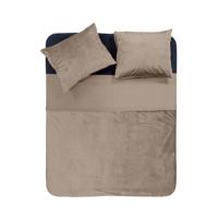Sleeptime Velvet Piping Taupe / Grijs 240 x 220 cm