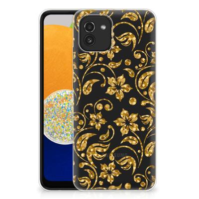 Samsung Galaxy A03 | TPU Case | Gouden Bloemen Samsung Galaxy A03 | TPU Case | Gouden Bloemen