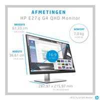 HP E27q G4 LED-monitor Energielabel E (A - G) 68.6 cm (27 inch) 2560 x 1440 Pixel 16:9 5 ms VGA, HDMI, DisplayPort, USB-A 3.2 Gen 1 IPS LED - thumbnail