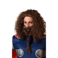 Pruik met Baard Viking Man Bruin