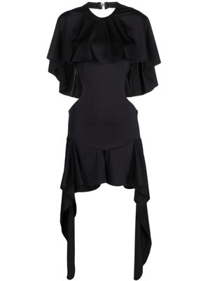 The Attico robe courte Airi à effet de cape - Noir