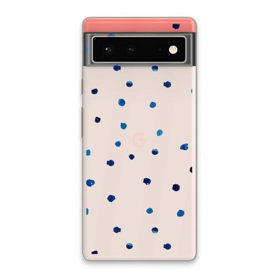 Blauwe stippen: Google Pixel 6 Transparant Hoesje