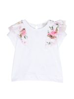 Monnalisa t-shirt en coton à fleurs - Blanc