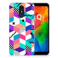 LG Q7 TPU Hoesje Blokken Kleurrijk - thumbnail