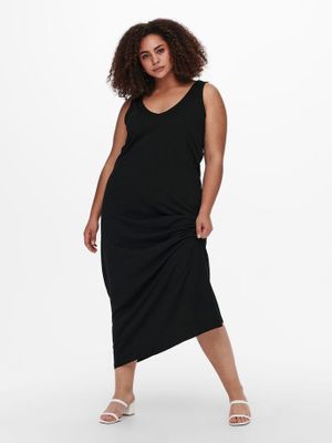 ONLY CARMAKOMA maxi jurk CARAPRIL van biologisch katoen zwart