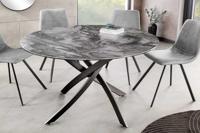 Ronde eettafel ALPINE 120cm taupe keramiek marmer design zwart metalen frame - 44229