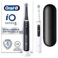 Oral-B iO 5-pack, 2 stuks, zwart-witte elektrische tandenborstels, 2 opzetborstels