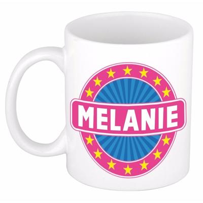 Melanie voornaam koffiemok - beker - wit/roze - 300 ml - Cadeau - Dames - Collega - Moederdag Melanie voornaam koffiemok - beker - wit/roze - 300 ml - Cadeau - Dames - Collega - Moederdag
