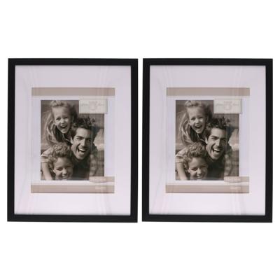 Fotolijstje Paris - 2x - 28 x 35 cm - zwart - met passe partout - 20 x 25 cm - hout