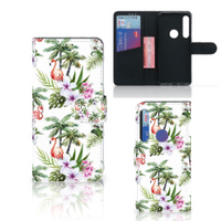 Motorola One Action Telefoonhoesje met Pasjes Flamingo Palms - thumbnail