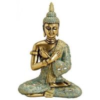 Boeddha beeldje goud/groen 33 cm woondecoratie - thumbnail