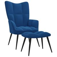 vidaXL Relaxstoel met voetenbank fluweel blauw - thumbnail