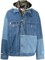 AAPE BY *A BATHING APE® veste en jean à design patchwork - Bleu - thumbnail