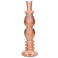 Bloemenvaas Florence - voor kleine stelen/boeketten - zacht oranje glas - ribbel - D9 x H28 cm