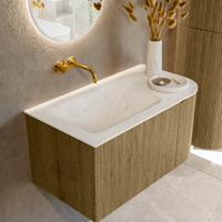 Badmeubel Mondiaz Kurve-Dlux | 85 cm cm | Meubelkleur Dusk | Wastafelkleur Opalo | Solid surface | Wasbak links zijde spoelbak | Zonder kraangat(en)