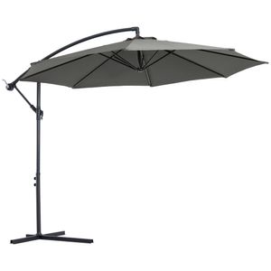 Outsunny Zonnescherm afneembare parasol, zweefparasol, zwengelparasol met handkruk, grijs | Aosom Netherlands