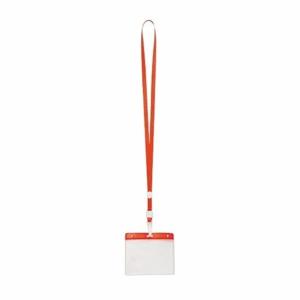 Badgehouders/naamkaarthouders - 50x - met rood keycord/lanyard - plastic - beurs/feest