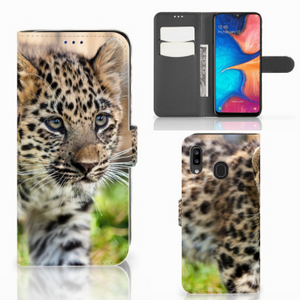 Samsung Galaxy A30 Telefoonhoesje met Pasjes Baby Luipaard