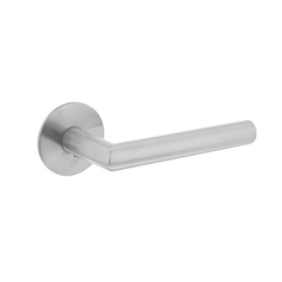 Intersteel Deurklink Hoek 90 graden op rond magneet rozet geborsteld RVS