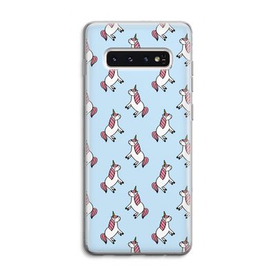 Eenhoorns overal: Samsung Galaxy S10 4G Transparant Hoesje