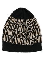 Moschino bonnet en maille fine à logo intarsia - Noir