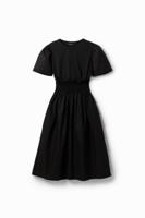 Gecombineerde effen midi-jurk - BLACK - S