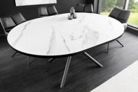 Uitschuifbare eettafel MIKADO 120-160cm wit keramiek ovaal zwart ster onderstel - 46503