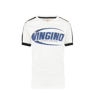 Vingino T-shirt Hampion met logo wit/blauw/d.blauw Vingino T-shirt Hampion met logo wit/blauw/d.blauw