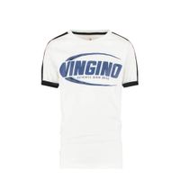 Vingino T-shirt Hampion met logo wit/blauw/d.blauw - thumbnail