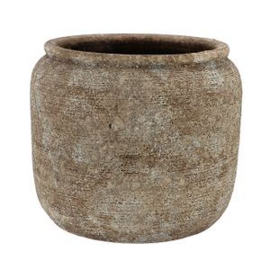 DK Design Bloempot kruik model Batu - zandkleur - D18 x H16 cm - rustiek   -