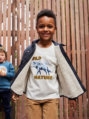 T-shirt met lange mouwen voor jongens ecru