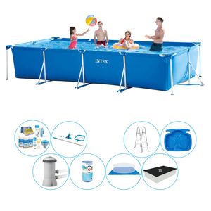 Intex Frame Pool Rechthoekig 450x220x84 cm - Deluxe Zwembad Set